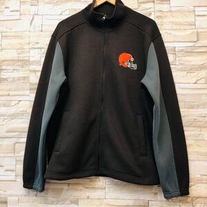Cleveland Browns Jacket Mens Size XL Brown Fleece Lined Hand Pockets Heavyweight